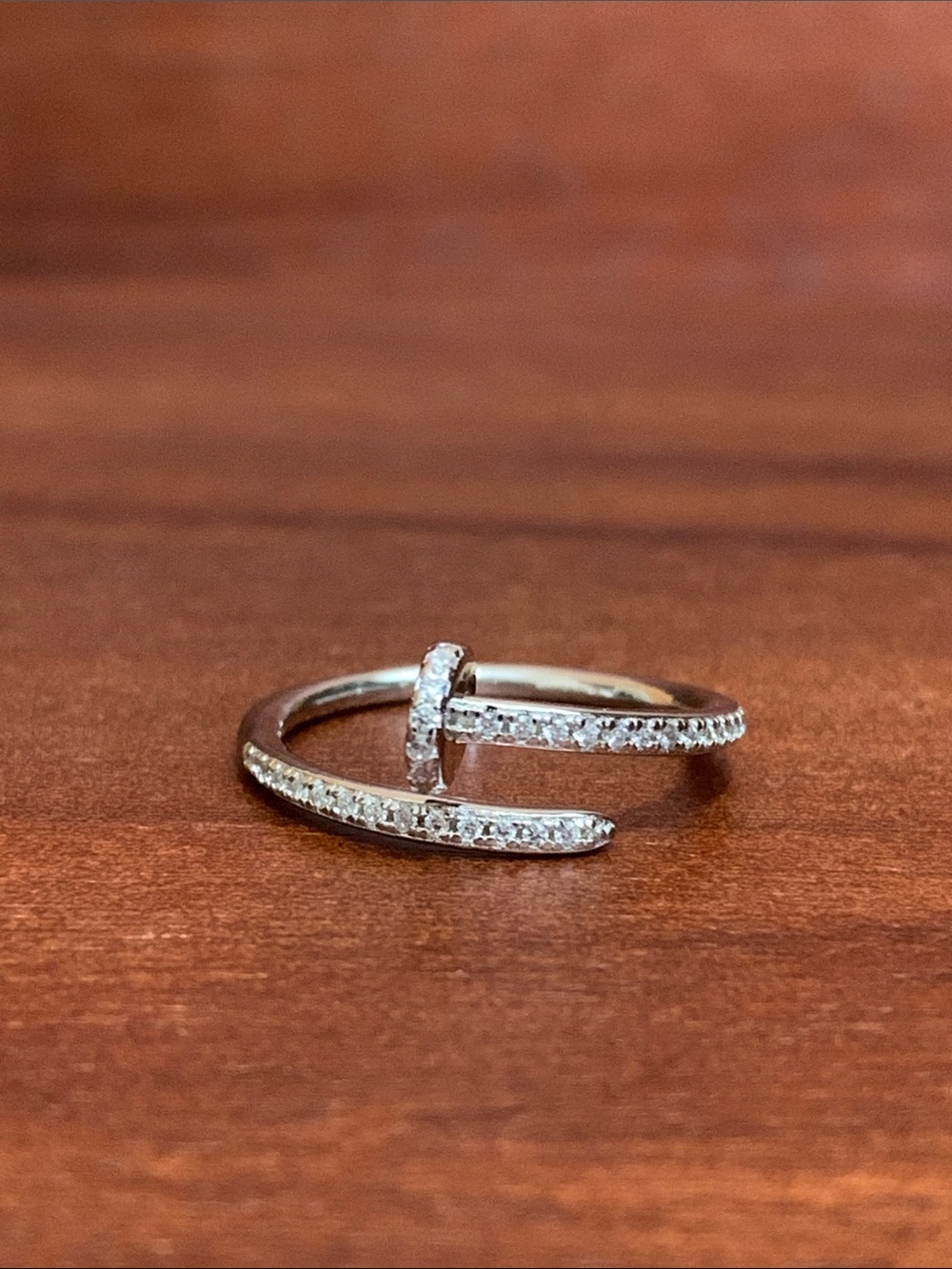 New 925 silver cz nail ring size 6